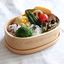 画像をギャラリービューアに読み込む, 食洗機対応 弁当箱 木製 ひのき くりぬき弁当箱 小判 480cc 間仕切り付き
