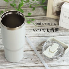 画像をギャラリービューアに読み込む, ストロー付き タンブラー 名入れ 900ml 大容量 2WAY ensemble 保冷 保温 フラワーフォント 蓋付き 持ち手付き ハンドル付き

